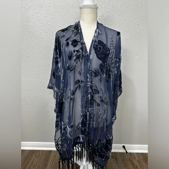 Jacques Vert Velur Kimono Long Cardigan Cover Up - Picture 1 of 7